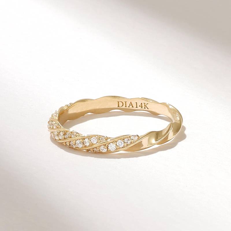 14K Solid Gold Diamant Ehering Twisted Rope Band Für Frauen, Zierlicher Jubiläumsring, Perfektes Geschenk Sie, Geflochtener Brautring von DiaFineJewelry