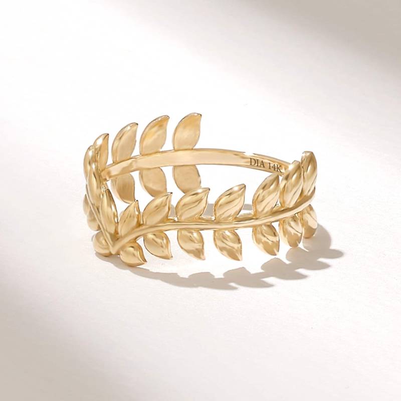14K Solid Gold Lorbeerkranz Zierlich Gebogenes Blattband Für Frauen Handgemachter Hochzeits - Oder Jubiläumsring Von Der Natur Inspiriertes Geschenk von DiaFineJewelry