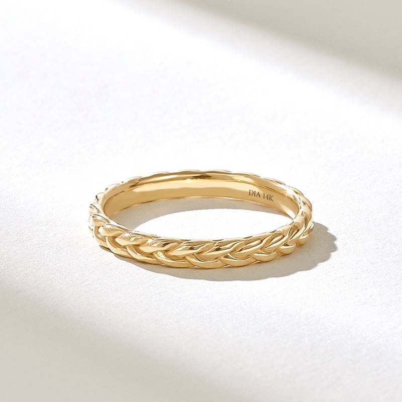 14K Solid Gold Weizen Ehering, Gravierte Natur Ring Für Männer Oder Frauen von DiaFineJewelry