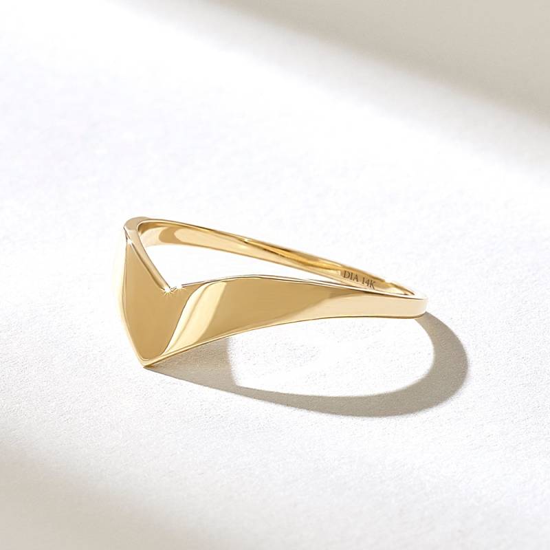 Bold Chevron Ring, 14K Solid Gold Plain Ring Enhancer, Dicker V-Förmiger Stacker, Minimal Curved Stacking Einfache Einzigartige Kontur von DiaFineJewelry