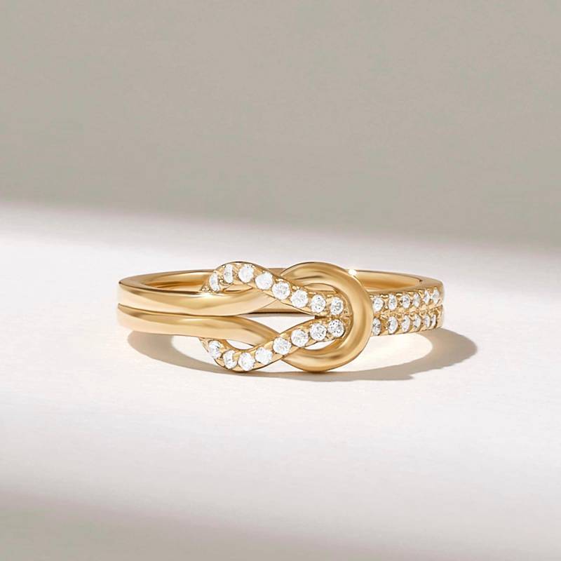 Diamant Knoten Ring, 14K Gold Pave Ehering, Massivgold Einzigartige Ring Für Frauen, Geschenk Sie, Frau von DiaFineJewelry