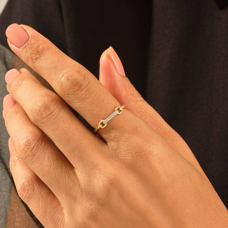 Diamant-Link-Ring Für Frauen 14K Gold Solid Stacking Band Zierliche Twist Seil Kette Ring Ehering Winzige Natürliche Diamant Gelb Rose Weiß von DiaFineJewelry