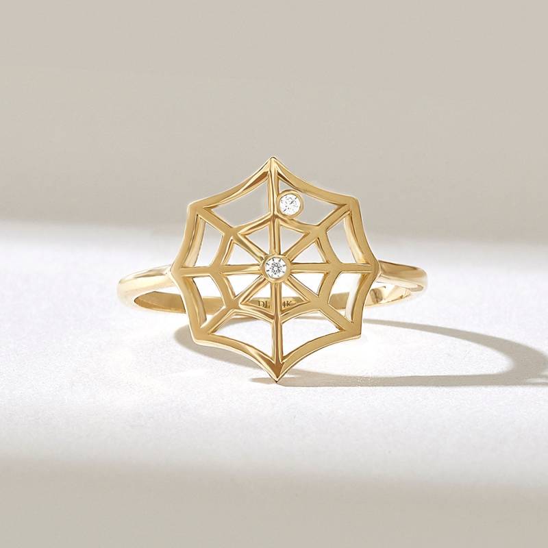 Diamant Spinnennetz Ring, Frauen Solid Gold Einzigartige Statement Ring in Gelb Rose Weiß, Vintage Boho Gothic Halloween Schmuck Geschenk von DiaFineJewelry