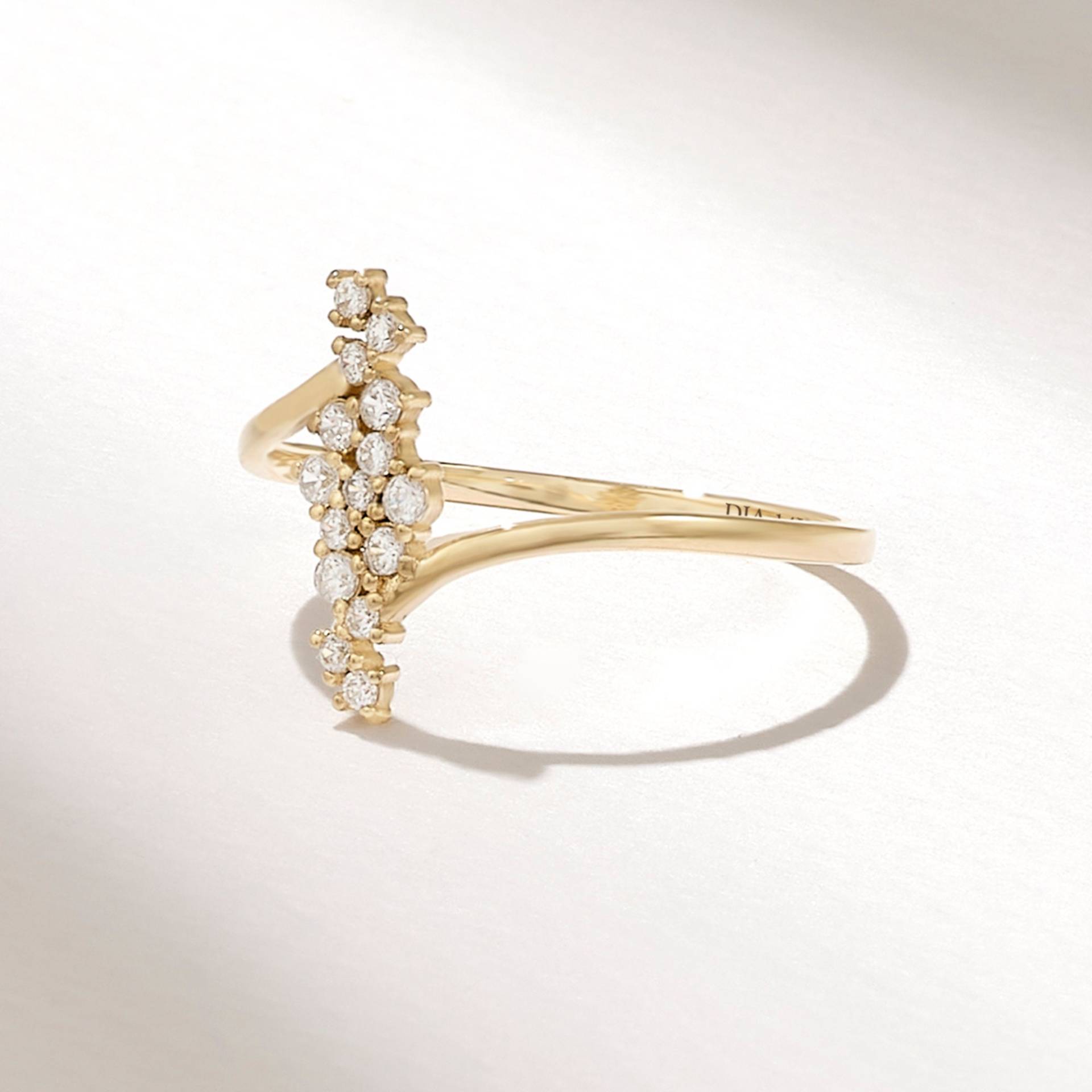 Einzigartiger Cluster Ring | 14K Solid Gold Diamant Statement Ehering Damen Zierlicher Brautring Überbrückung Stapelring von DiaFineJewelry