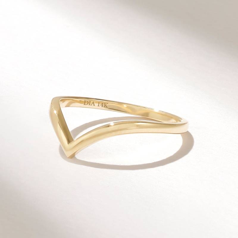 Geschwungener Ehering Für Verlobungsring Womens Solid 14K Gold V-Form Ring Wishbone Contourenhancer Pear-Cut Enhancer von DiaFineJewelry