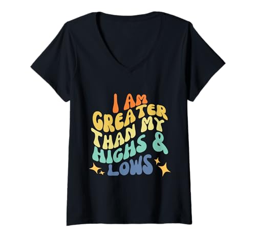 Damen Fett, groovig, wellig – Größer als Meine Höhen und Tiefen T-Shirt mit V-Ausschnitt Damen Fett, groovig, wellig – Größer als Meine Höhen und Tiefen T-Shirt mit V-Ausschnitt von Diabetes Awareness T1D Unterstützung motivierend