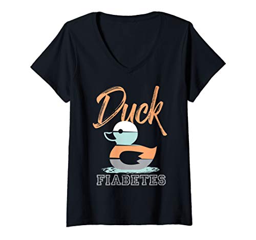 Damen Duck Fiabetes T-Shirt mit V-Ausschnitt Damen Duck Fiabetes T-Shirt mit V-Ausschnitt von Diabetes Typ 1 Awareness Geschenk