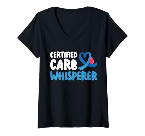 Damen Certified Carb Whisperer Type 1 Diabetes T-Shirt mit V-Ausschnitt von Diabetes Typ 1 Design Idee