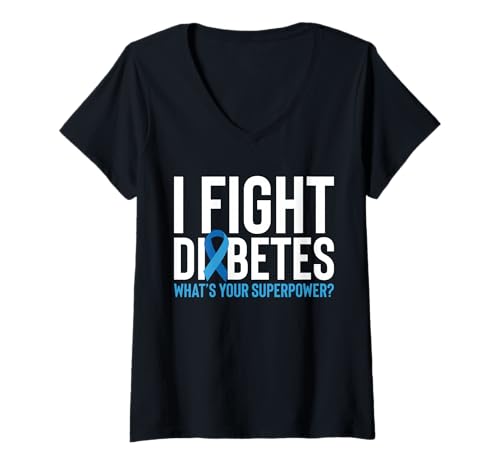 Damen I Fight Diabetes Whats Your Superpower? T-Shirt mit V-Ausschnitt von Diabetes Typ 1 Design Idee
