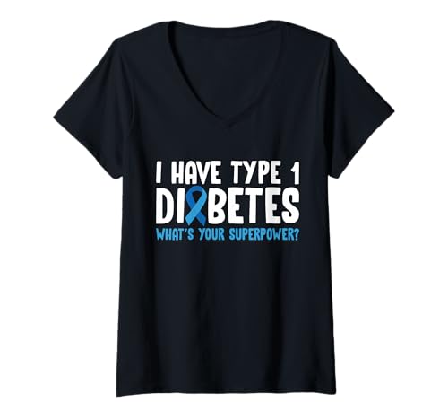 Damen I Have Type 1 Diabetes Whats Your Superpower? T-Shirt mit V-Ausschnitt von Diabetes Typ 1 Design Idee