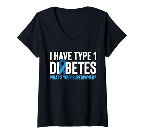 Damen I Have Type 1 Diabetes Whats Your Superpower? T-Shirt mit V-Ausschnitt von Diabetes Typ 1 Design Idee