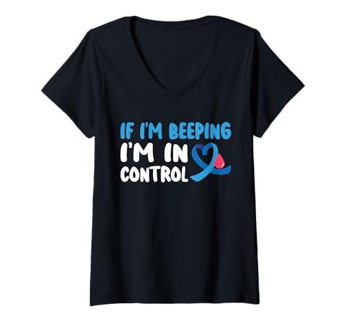 Damen If Im Beeping Im In Control Type 1 Diabetes T-Shirt mit V-Ausschnitt von Diabetes Typ 1 Design Idee