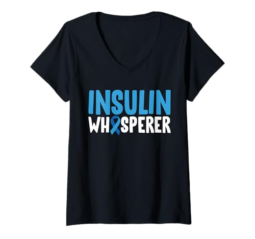 Damen Insulin Whipserer Type 1 Diabetes T-Shirt mit V-Ausschnitt von Diabetes Typ 1 Design Idee