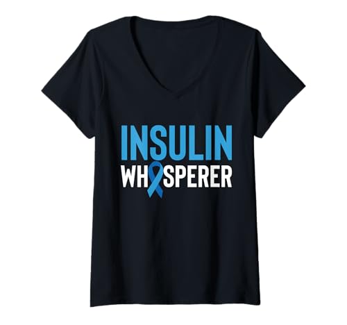 Damen Insulin Whipserer Type 1 Diabetes T-Shirt mit V-Ausschnitt von Diabetes Typ 1 Design Idee