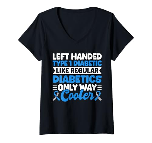Damen Left Handed Type 1 Diabetic Definition T-Shirt mit V-Ausschnitt von Diabetes Typ 1 Design Idee