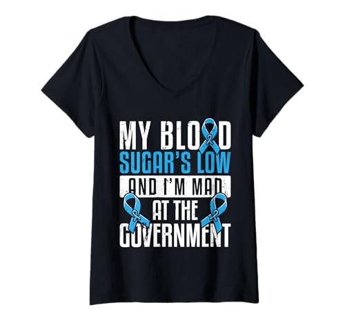 Damen My Blood Sugars Low Type 1 Diabetes T-Shirt mit V-Ausschnitt von Diabetes Typ 1 Design Idee