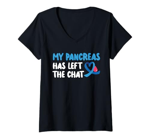 Damen My Pancreas Has Left The Chat Type 1 Diabetes T-Shirt mit V-Ausschnitt von Diabetes Typ 1 Design Idee