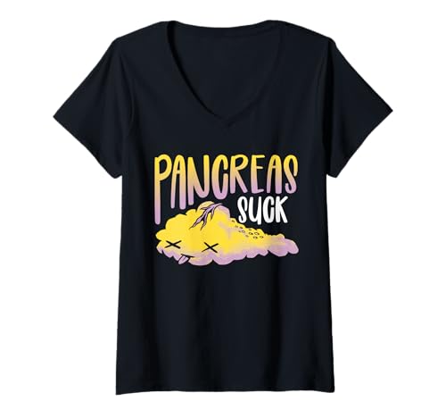 Damen Pancreas Suck Type 1 Diabetes T-Shirt mit V-Ausschnitt von Diabetes Typ 1 Design Idee