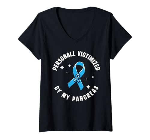 Damen Personal Victimzied by My Pancreas Type 1 Diabetes T-Shirt mit V-Ausschnitt von Diabetes Typ 1 Design Idee