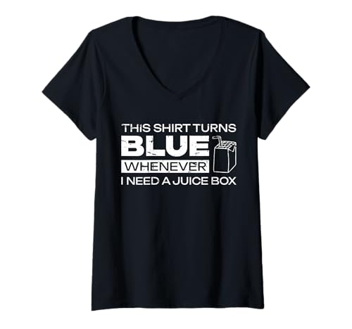 Damen This Shirt Turns Blue Whenever I Need A Juice Box T-Shirt mit V-Ausschnitt von Diabetes Typ 1 Design Idee