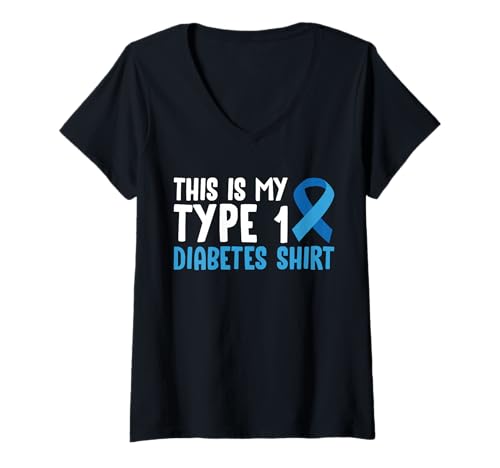 Damen This is My Type 1 Diabetes Shirt T-Shirt mit V-Ausschnitt von Diabetes Typ 1 Design Idee