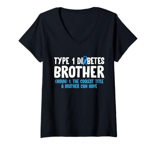 Damen Type 1 Diabetes Brother Definition T-Shirt mit V-Ausschnitt von Diabetes Typ 1 Design Idee