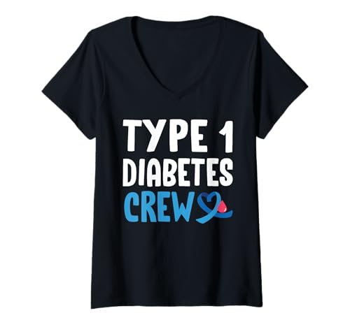 Damen Type 1 Diabetes Crew T-Shirt mit V-Ausschnitt von Diabetes Typ 1 Design Idee