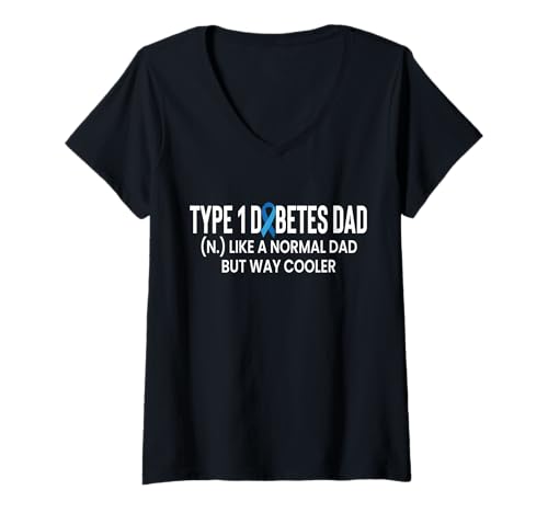 Damen Type 1 Diabetes Dad Fathers Day Definition T-Shirt mit V-Ausschnitt von Diabetes Typ 1 Design Idee