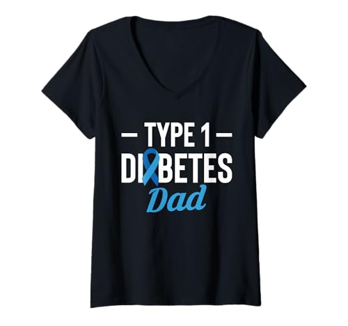 Damen Type 1 Diabetes Dad Fathers Day T-Shirt mit V-Ausschnitt von Diabetes Typ 1 Design Idee