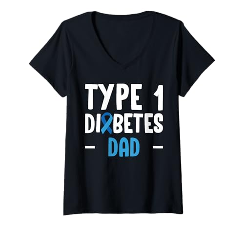 Damen Type 1 Diabetes Dad Fathers Day T-Shirt mit V-Ausschnitt von Diabetes Typ 1 Design Idee