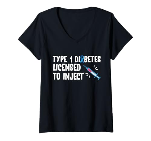 Damen Type 1 Diabetes Licensed to Inject T-Shirt mit V-Ausschnitt von Diabetes Typ 1 Design Idee