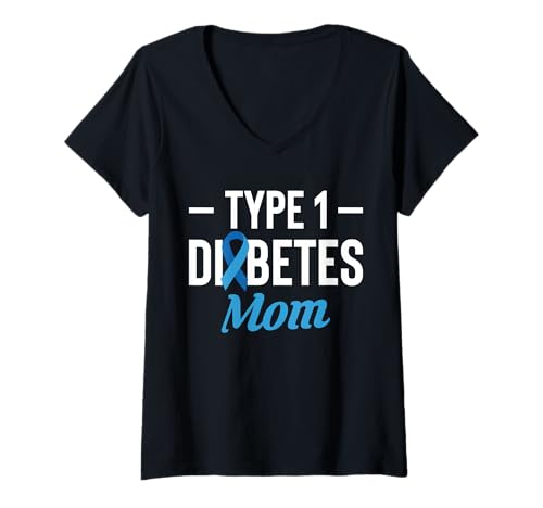 Damen Type 1 Diabetes Mom Mothers Day T-Shirt mit V-Ausschnitt von Diabetes Typ 1 Design Idee