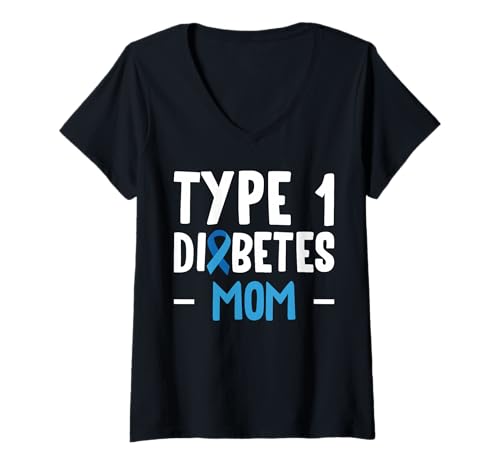 Damen Type 1 Diabetes Mom Mothers Day T-Shirt mit V-Ausschnitt von Diabetes Typ 1 Design Idee