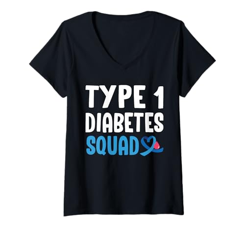 Damen Type 1 Diabetes Squad T-Shirt mit V-Ausschnitt von Diabetes Typ 1 Design Idee