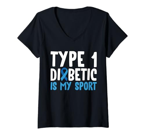 Damen Type 1 Diabetes is My Sport T-Shirt mit V-Ausschnitt von Diabetes Typ 1 Design Idee