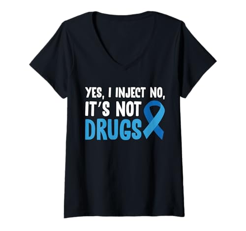 Damen Yes I Inject No Its Not Drugs Type 1 Diabetes T-Shirt mit V-Ausschnitt von Diabetes Typ 1 Design Idee