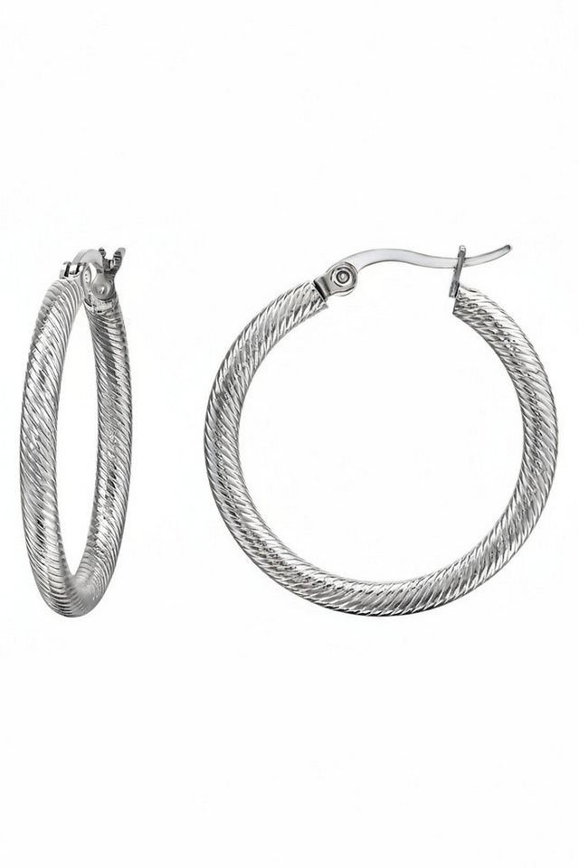 Diademita Fingerring 30 mm Edelstahl Creolen mit Schlangenlederstruktur und französischem (Set) von Diademita