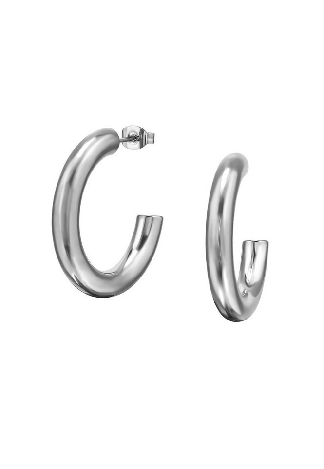 Diademita Fingerring 30 mm Gerundete Halbe Creolen/Ohrstecker aus Edelstahl (Set) von Diademita