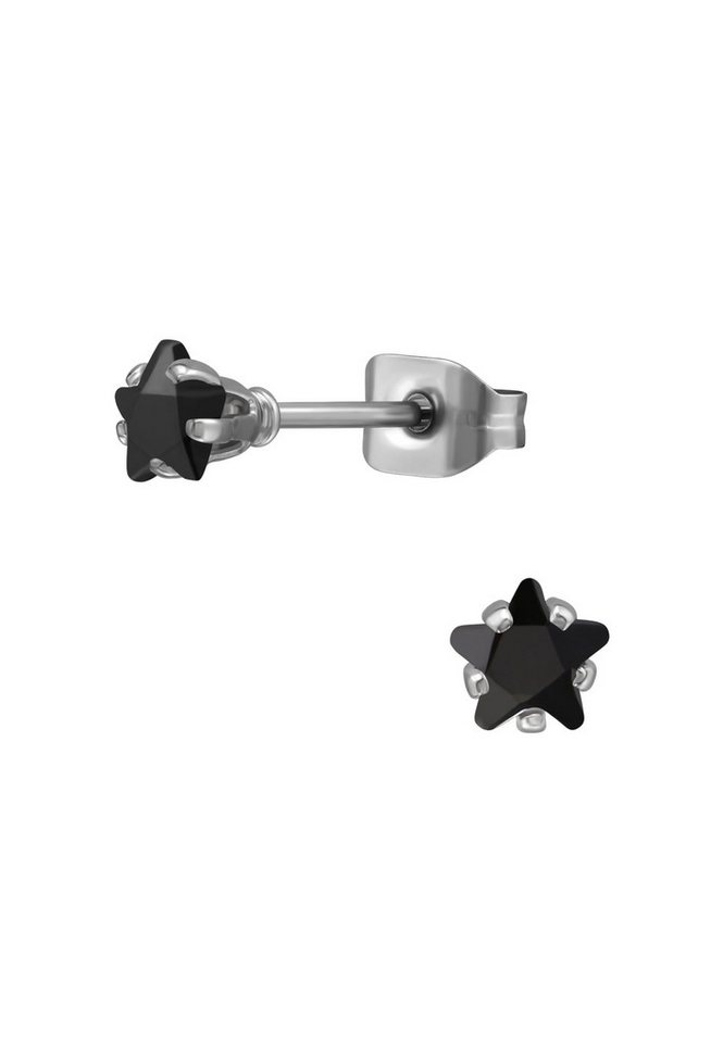 Diademita Fingerring 4 mm Stern-Ohrstecker aus Edelstahl mit Zirkonia (Set) von Diademita