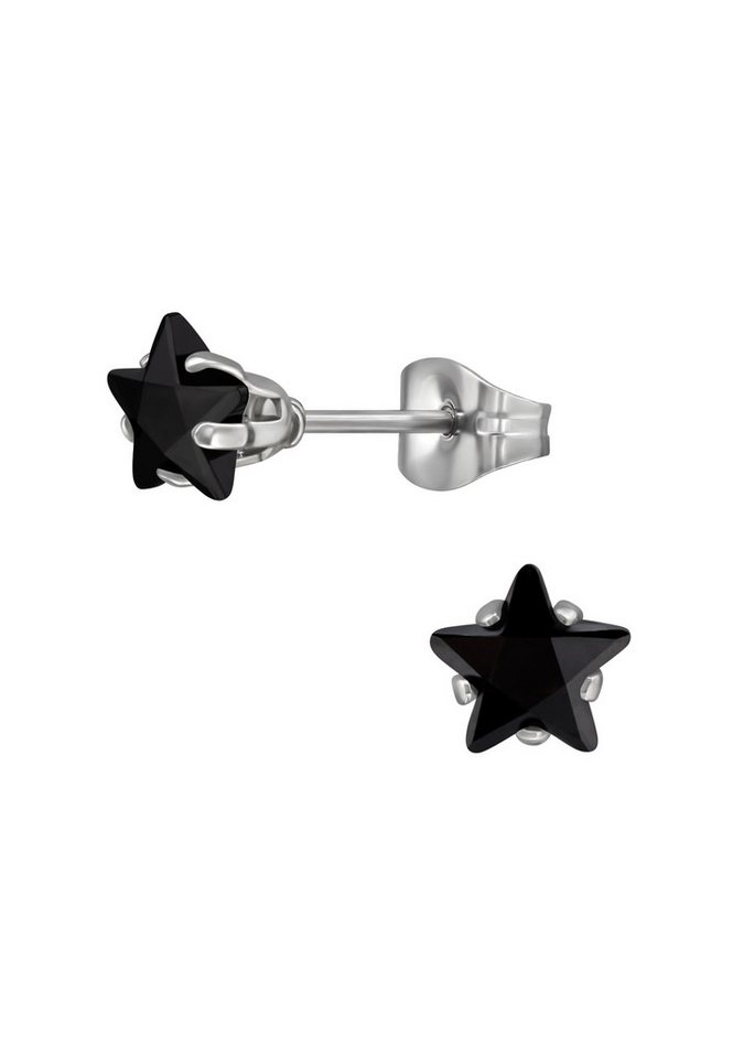 Diademita Fingerring 6 mm Stern-Ohrstecker aus Edelstahl mit Zirkonia (Set) von Diademita