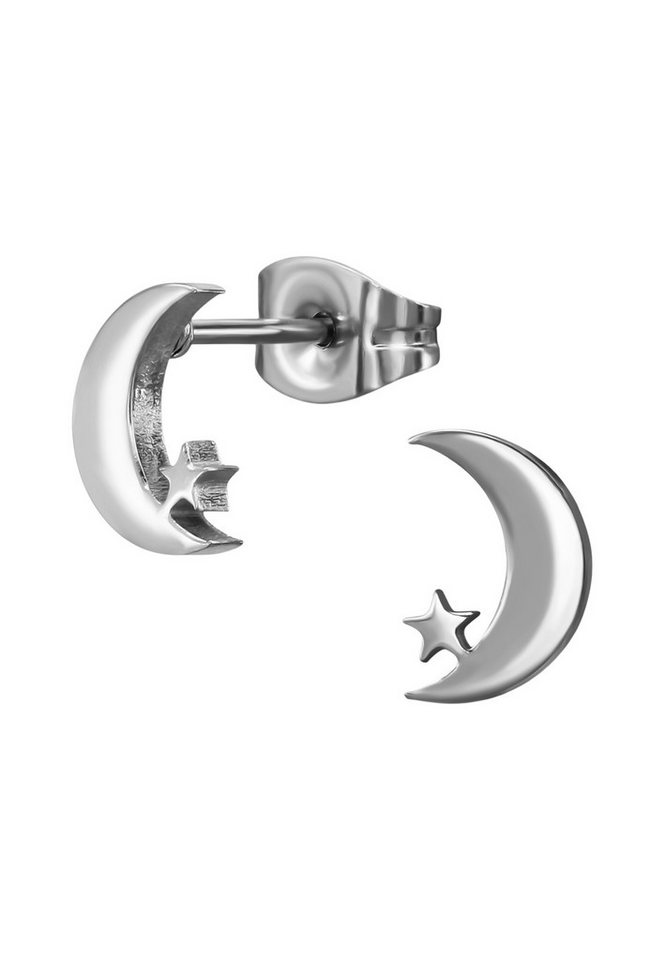 Diademita Fingerring 8 mm Ohrstecker Mond mit Stern aus Edelstahl (Set) von Diademita