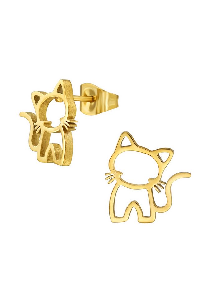 Diademita Fingerring Katzen-Ohrstecker aus Edelstahl (Set) von Diademita
