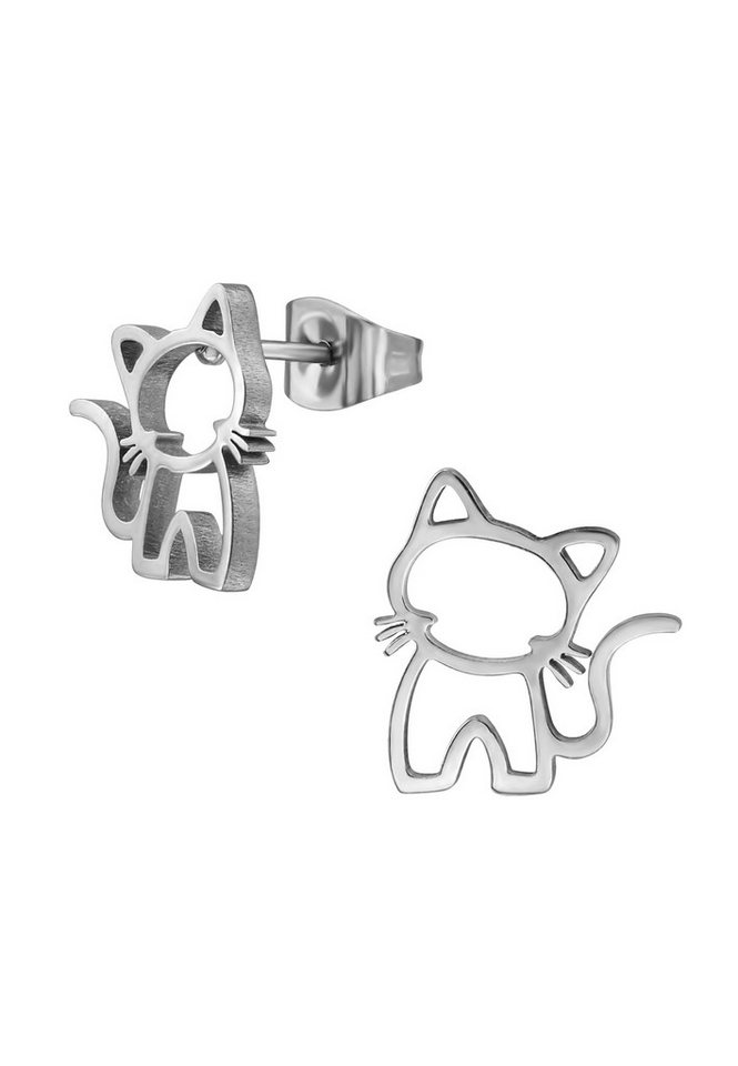 Diademita Fingerring Katzen-Ohrstecker aus Edelstahl (Set) von Diademita