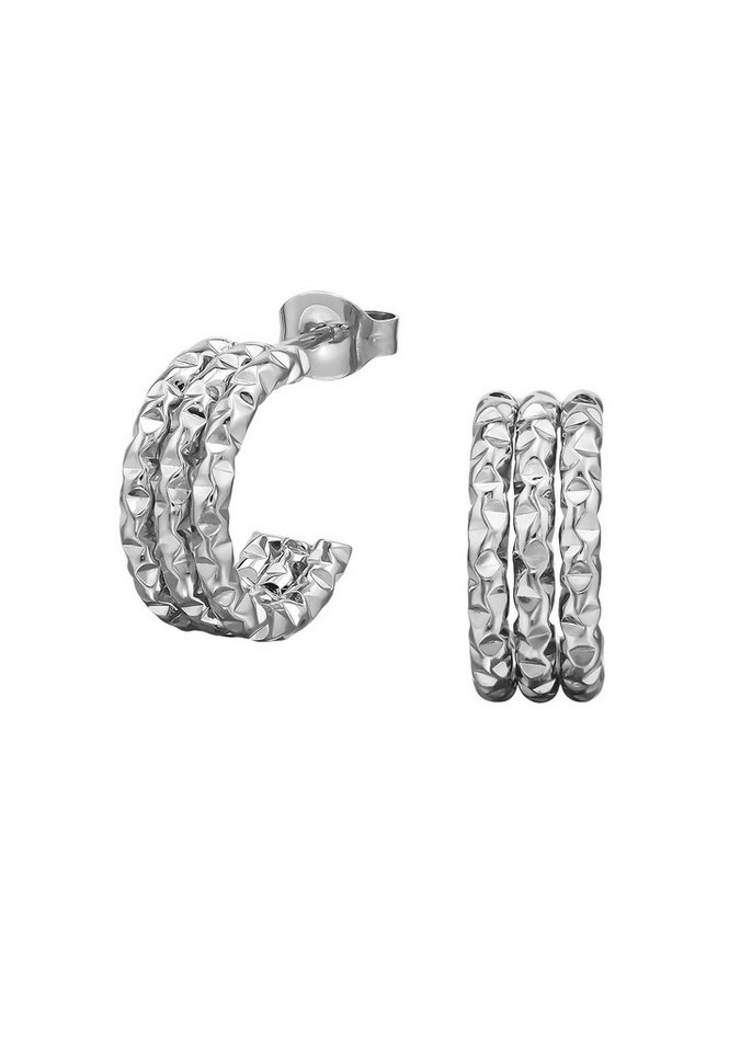 Diademita Fingerring Ohrstecker mit Drei Linien/Stäben und Diamantschliff aus Edelstahl (Set) von Diademita