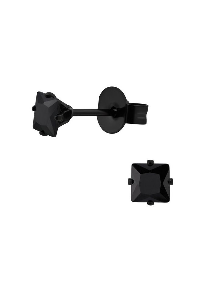 Diademita Fingerring Quadratische 4 mm Ohrstecker aus Edelstahl mit Zirkonia (Set) von Diademita
