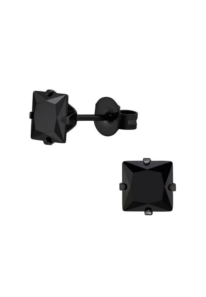Diademita Fingerring Quadratische 6 mm Ohrstecker aus Edelstahl mit Zirkonia (Set) von Diademita