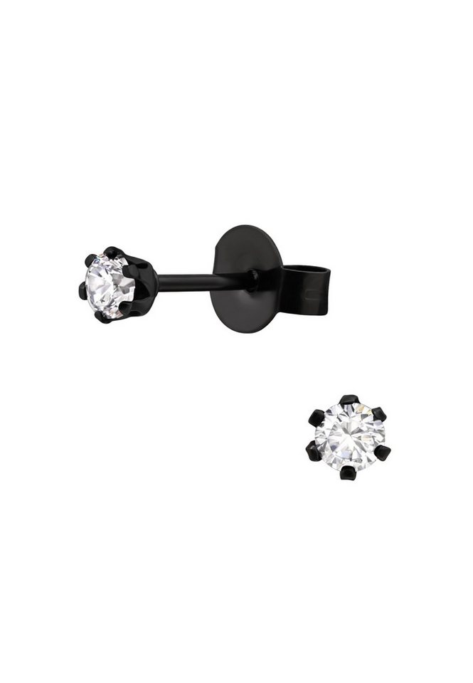Diademita Fingerring Runde 3 mm Ohrstecker aus Edelstahl mit Zirkonia (Set) von Diademita