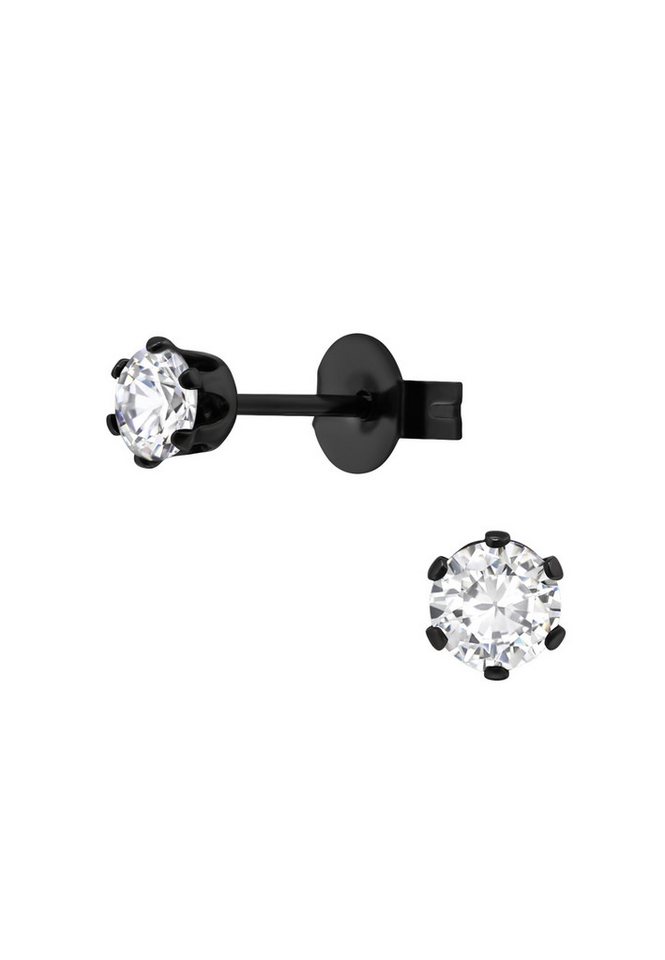 Diademita Fingerring Runde 4 mm Ohrstecker aus Edelstahl mit Zirkonia (Set) von Diademita