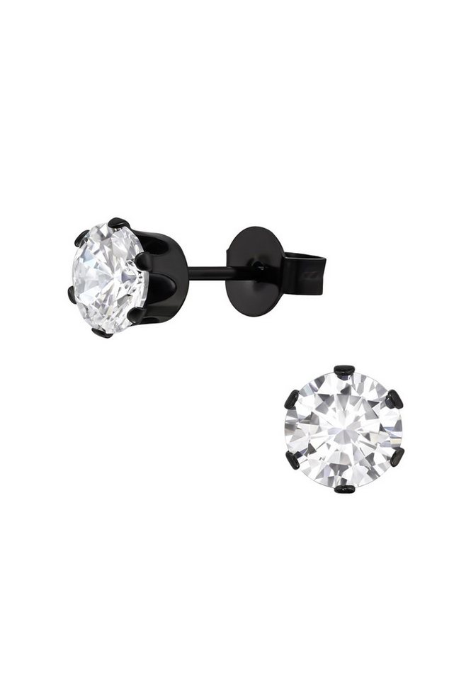 Diademita Fingerring Runde 6 mm Ohrstecker aus Edelstahl mit Zirkonia (Set) von Diademita