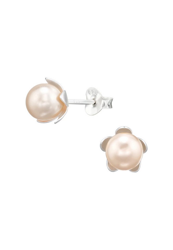 Diademita Fingerring Silberne Blumen-Ohrstecker mit Echten Europäischen Kristallperlen (Set) von Diademita